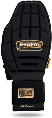 Franklin Sports MLB Baseball + Softball Sliding Mitt - CFX PRT Adult Protective Baserunning Sliding Glove - Left + Right Hand Mitt - Hand + Wrist Protector for Running - Black + Gold - One Size
