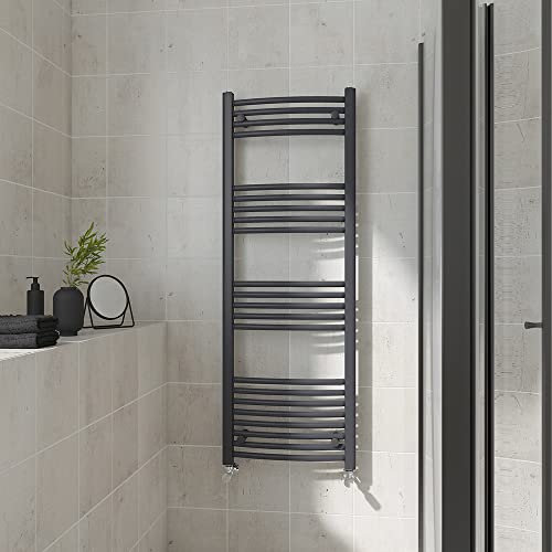Warmehaus Curved Heated Towel Rail Anthracite Radiator 1400x500mm