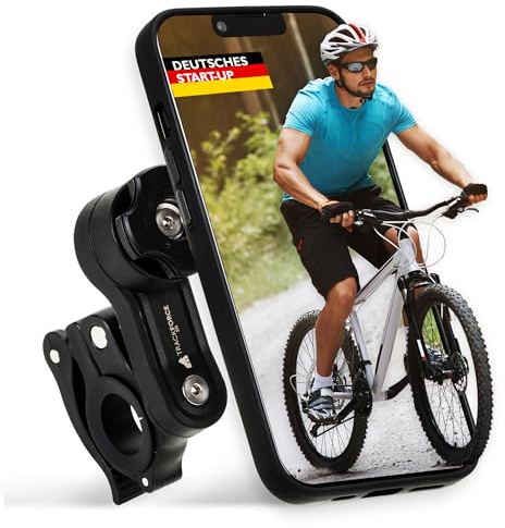 TRACKFORCE - 360° iPhone 11 Handyhalterung mit Vibrationsdämpfer - für Motorrad, Fahrrad & E-Scooter - Inkl. Handyhülle & Back Attachment - Einfach & Schnell Montiert - Passend für jeden Lenkertyp