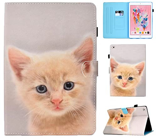 Vaitasy Custodia per iPad 9.7 (2018/2017) iPad Air 2/ iPad Air, Morbido TPU Custodia con Ultra-sottlie Leggero Folio Cover iPad 6/5 Generazione - Gatto carino