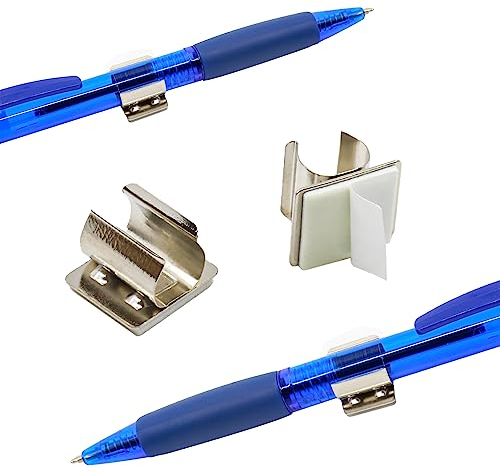 KLEBERINO Stifthalter selbstklebend | Metall Clip | Stifte Halterung zum Kleben | Stiftschlaufe selbstklebend für Kugelschreiber,Füller (10)