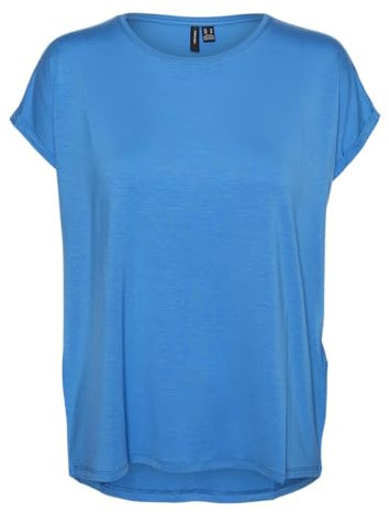 VERO MODA Vmava Plain SS Top Gajrs Noos T-Shirt, Ibiza Blue, L Femme
