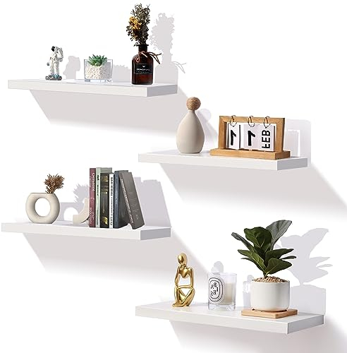 ColdShine Wandregal Regalbrett Weiß 60cm, Regale für Wand 4er-Set, Schweberegal, Lackierung ist gleichmäßig für Wohnzimmer Küche Flur Schlafzimmer Badezimmer