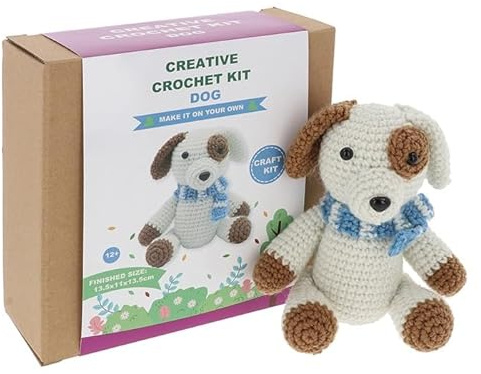 Shudehill Giftware Kreative Häkelsets Fuchs, Einhorn, Hund, Biene, Katze und mehr – perfekt zum Lernen oder für erfahrene Häkeln (Hund)