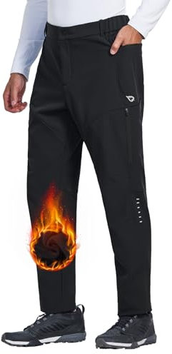 baleaf Herren Winter Radlerhose Thermohose Mountainbike Hose Wasserdicht Kaltes Wetter Wandern Laufen Fahrrad Outdoor Schwarz S