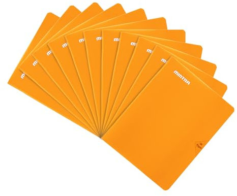 MINTRA LOT DE 10 Cahiers 90 gm agrafé couverture Poly 24x32 grands carreaux (seyes) 48 ou 96 pages assorties : Des cahiers pratiques et colorés pour une organisation optimale (48 pages, Orange)