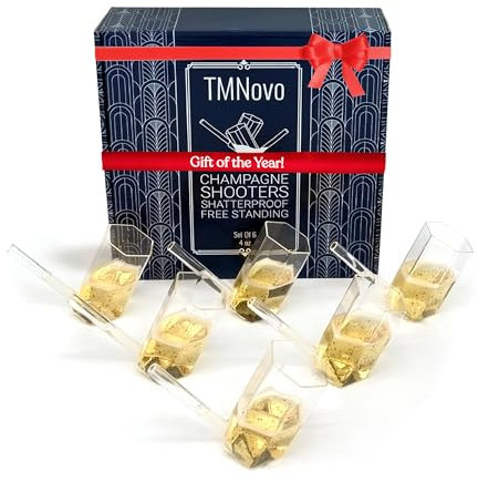 Champagne Shooter Flutes With Straw Set Of 6 | Disposable Plastic Champagne Shooter Set | Fun Gifts for Women | Bridesmaid Proposal Box | Stocking Stuffers for Adults Bachelorette Party Favors