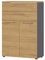 bümö Andratx Mehrzweckschrank 80cm breit, Büroschrank mit 2 Schubladen, Aktenschrank klein, Schrank mit Regal, Kommode in Graphit-Eiche aus Holz, Sideboard mit Metallgriffen