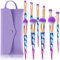 Pinceaux Maquillages10pcs Pinceaux Maquillage pour Fond de Teint, Fard à Joues, Anti-cernes,Fard a Paupiere, Pinceau Maquillage Professionnels à Diamant Dégradé avec Sac en Cuir PU