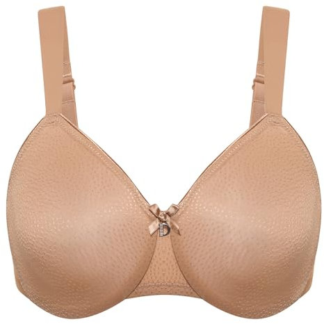 Delimira Women's Minimiser Bra Full Coverage Smooth Support Underwired Bras Minimizer Bra Barely Buff 44D