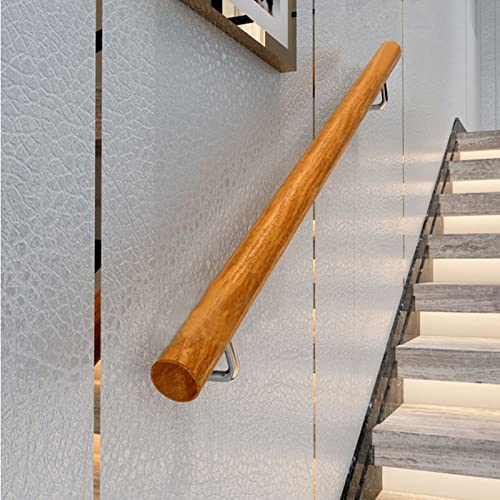 1ft-15ft an der Wand montierter Handlauf für ältere Menschen, rutschfeste Treppenhandläufe mit Installationssatz, Holzgeländer, Korridor gegen Wand, Kieferngeländer, Armlehne (einfarbig, 1 FT)