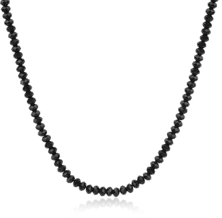 GAVU Herren Perlenkette mit natürlichen Kristall Schwarzer Onyx Perlen 50cm