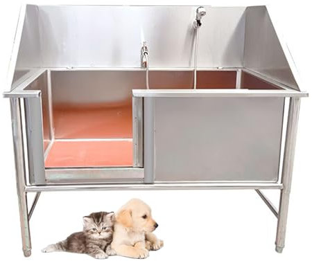 Hundepflegewanne, Waschbecken-wäschewanne, Professionelle Hundebadewanne Aus Edelstahl, Mit Wasserhahnzubehör, Hundewaschstation, Linke Tür(120cm(47in))
