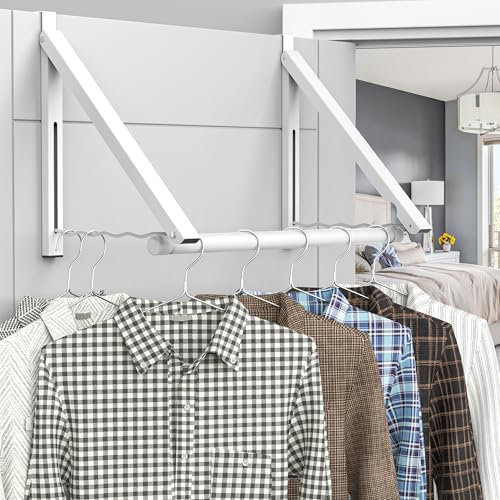 Hleelomi Klappbarer Wäscheständer, Trockenständer zum Aufhängen an der Tür, Erweiterbare, Zusammenklappbare Kleiderstange, Geeignet für Türen in Schlafzimmern, Schlafsäle und Badezimmer
