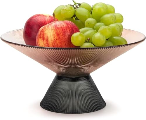 JKFGYTHG Frutero encimera de cocina, Cesta de frutas de cristal, Frutero con pedestal, Frutero decorativo encimera mesa comedor, Decoración comedor, Decoración salón, Naranja