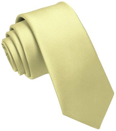 JEMYGINS Krawatte schmale Krawatten für Herren seide Hochzeit Schlips Hellgelb/Zitronengelb
