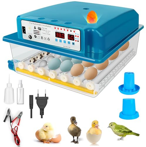 Vollautomatischer Brutapparat, Brutkasten für Geflügeleier mit automatischem Drehsystem, Hühner, Inkubator mit Temperaturregelung und Feuchtigkeitsüberwachung (24-36 Eier)