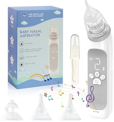 Nasensauger Baby | Nasensekretsauger Baby | Nasensauger Baby Elektrisch Mit 3 SaugstäRken, 3 GrößEn Silikon Tipps Und Licht Beruhigender, Musikfunktion