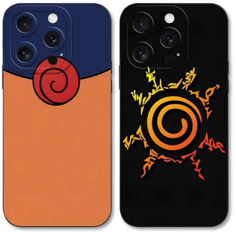 2 Pack Phone Case For iPhone 12 mini 5.4 inch, Anime Japanese Manga Akatsuki Cartoon Manga Akatsuki Pattern Shockproof Soft Aesthetics Design Full lens Protection Cover for Children Boy Girl, Black