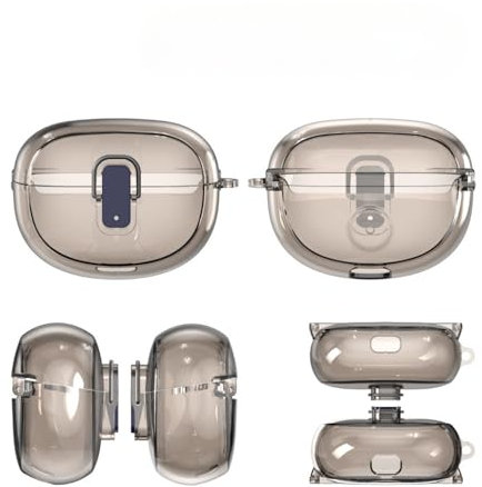 Clear Hülle mit Schnalle kompatibel mit Bose Ultra Open Earbuds Stoßfeste Schutzhülle mit Bergsteigschnalle - TPU Schutzhülle Etui Case Cover Schoner Earphone Protector (Grau,1:1)