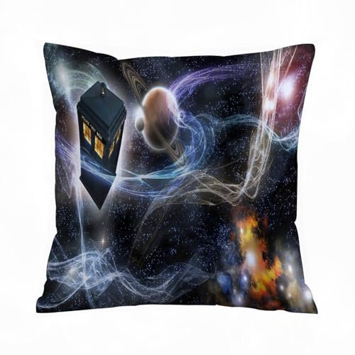 ERRTU Kissenbezug 50x50 cm,Doctor Who Tardis Dans Sternenhimmel Fantasy Hintergrund,Dekokissen Kissenbezüge Deko Kissen Bezug Wohnzimmer Zierkissen für Sofa Stuhl Bett Garten