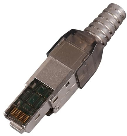 SHINEOFI 6a Ethernet Plug Connector Toolless Pass Through Modular Plugs Gold Plated Cat Crimp Jack for Network Cable and Easy to Install