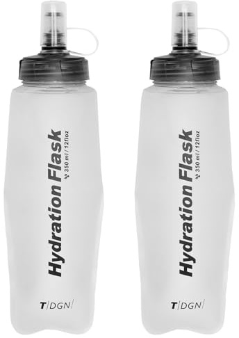 Azarxis Bouteille d'eau Souple Flasque Running Gourde Souple Pliable Poche Hydratation pour Randonnée Marathon (Blanc, 350 ml - 2 Pièces)