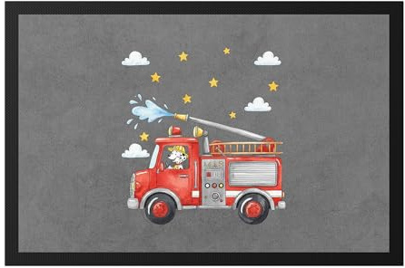 Hey!Print Feuerwehr Fussmatte Dalmatiner Feuerwehrauto Kinder Geschenk