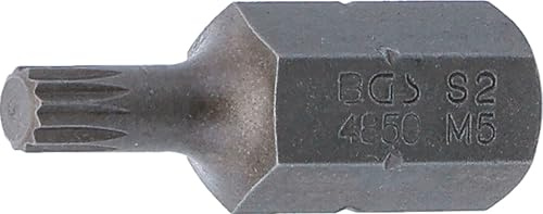 BGS 4850 | Bit | Außensechskant 10 mm (3/8) | Innenvielzahn (für XZN) M5 | Länge 30 mm | Chrom-Vanadium-Stahl (S2)