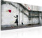 B&D XXL - Tableau décoratif moderne 120x60 cm - Impression sur toile en noir et blanc - Décoration murale pour salon et chambre - Murale urbaine graffiti artistique fille de banksy 020115-9