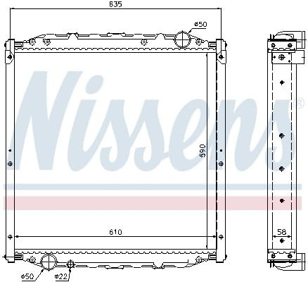 NISSENS Kühler Motorkühlung Kühler Wasserkühler Motorkühler Netzbreite 610mm Netzlänge 590mm Netztiefe 58mm 62877A
