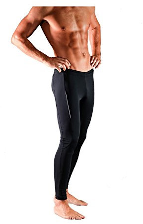 Nessi Herren Lange Sporthose Laufhose Lycra OSL1 Fitnesshose Atmungsaktiv - Schwarz, S