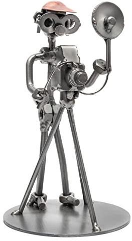 STEEMO Schraubenmännchen Fotograf Kamera Geschenk Metall-Kunst Deko 10x10x18 cm
