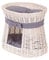 e-wicker24 Alles aus Weide Ovale Katzenhütte in Beige, Katzenkorb aus Weide, Korb für die Katze mit Zwei Etagen, Katzenlager mit Kissen und Schleife, Katzenturm