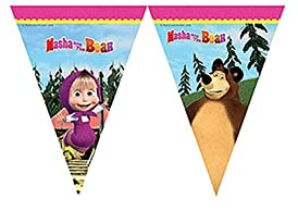 Procos 86563 – Babyjäckchen Wimpelkette Masha und Bär, 2.3 m, Mehrfarbig