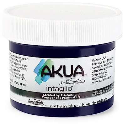 Akua Intaglio Water-Based Ink, 2-Ounce Jar, Phthalo Blue