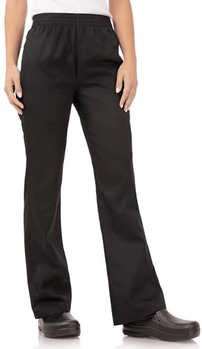 Chef Works - Pantalones de Chef Holgados Esenciales para Mujer, Negro, Small