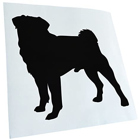 Kiwistar - Autoaufkleber - Schwarz - 11x10cm Mops Hundrasse Pug Carlin - Heckscheibe Auto Aufkleber wetterfest für Kfz LKW Mofa Truck - Sticker außen selbstklebend Tuning Zubehör für Fenster Fahrzeug