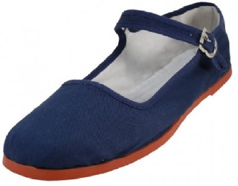 Shoes 18 Womens Cotton China Doll Mary Jane Shoes Ballerina Ballet Flats 114 Navy Canvas UK 8
