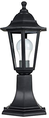 MiniSun | Traditional Black Lamp Post Lantern | Post Lights, Home Décor & Improvement Essential | Includes 6W LED Bulb [3000K Warm White] | Mains Wired