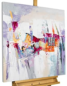 Kunstloft Acrylic painting | 100% HANDPAINTED | 31x31inches | Framed wall art 'A spark of hope' | Abstract | Fuchsia Lilac | Painting on canvas