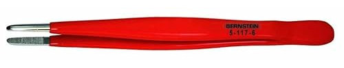 Bernstein Mechanikerpinzette, 145 mm, gerade-rund-breit, vernickelt- schutzisoliert, 5-117-6