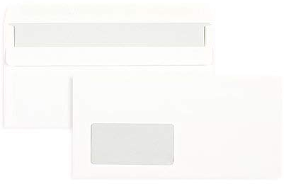 1000 Stück, Briefumschläge, DIN C5/6, Selbstklebung, Gerade Klappe, 75 g/qm Offset, Mit Fenster, Weiß, Blanke Briefhüllen