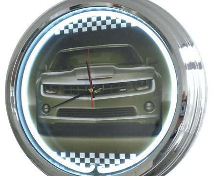 Neon Uhr Camaro Chevrolett Wanduhr Deko-Uhr Leuchtuhr USA 50's Style Retro Uhr Neonuhr