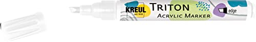 KREUL 17817 - Triton Acrylic Marker edge, weiß, Keilspitze, Strichstärke circa 1 bis 4 mm, auf Wasserbasis, Acrylmarker zur Gestaltung von Papier, Holz, Stein und vielem mehr