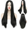 Sawekin Halloween Perücke Schwarz Lange Gerade Halloween Kostüm Perücken Cosplay Schwarze Perücke Wig für Halloween Kostümparty Karneval