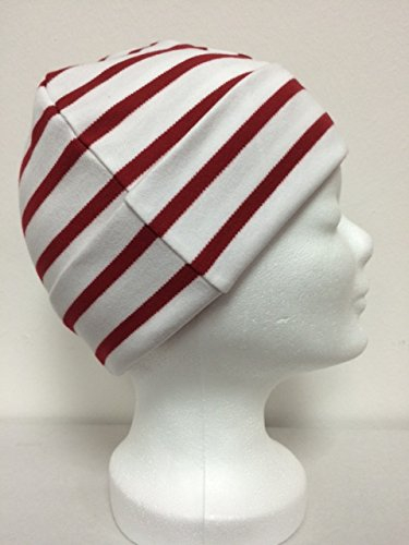 modAS Bretonische Rollmütze gestreift Verschiedene Größen und Farben (03 Weiss/rot, 3 = bis 58cm Kopfumfang)