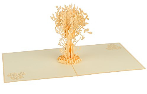 ORIGAMO LV0003 Glückwunschkarte, Baum des Lebens, Pop Up, 15 x 15 cm