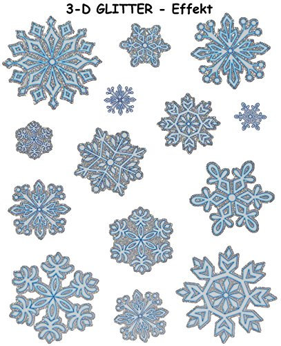 alles-meine.de GmbH 4 versch. Bögen: Fensterbilder - Glitzer/Glitter - Winter & Schneeflocken - Schneekristall/Schnee/Flocken - statisch haftend - selbstklebend + wiede..