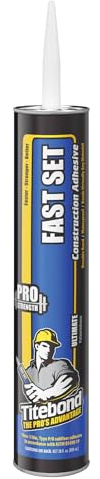 Titebond Fast Set Polyurethane Construction Adhesive – Bonds Wood, Metal, Concrete, Stone, Brick, Masonry, Drywall, Plastic & Foam Fast Strength, Waterproof – 4222, 28 Oz. Cartridge